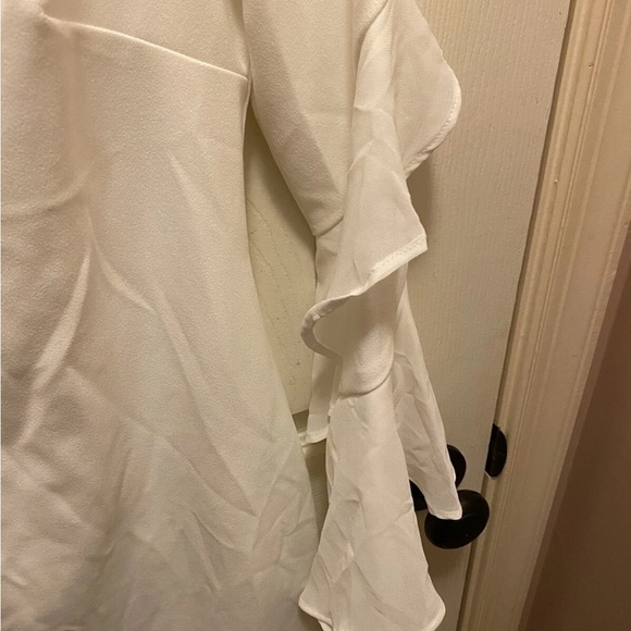 Calvin Klein Women's Off- White Dress with Ruffle Sleeves Sz 4 NWT - Picture 5 of 14